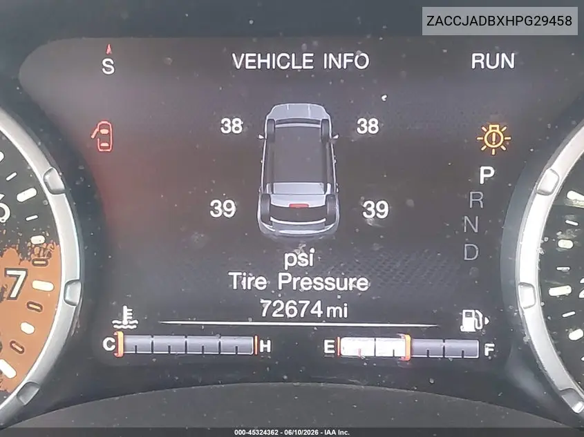 2017 Jeep Renegade Limited Fwd VIN: ZACCJADBXHPG29458 Lot: 45324362