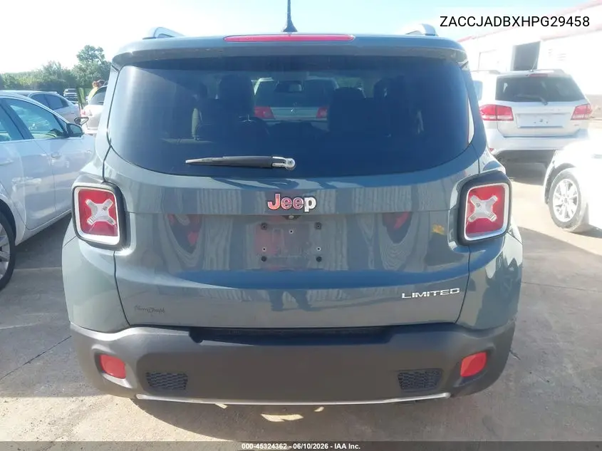 2017 Jeep Renegade Limited Fwd VIN: ZACCJADBXHPG29458 Lot: 45324362