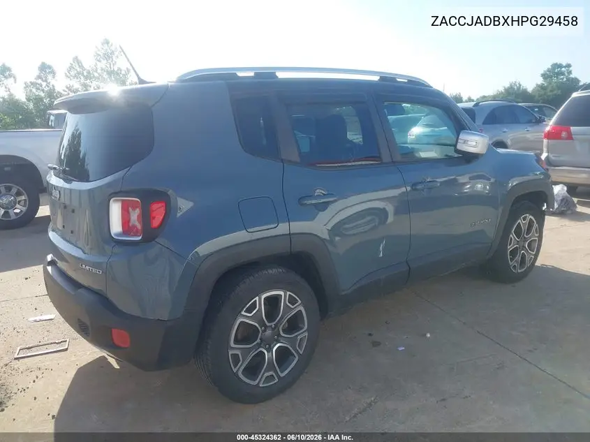 2017 Jeep Renegade Limited Fwd VIN: ZACCJADBXHPG29458 Lot: 45324362