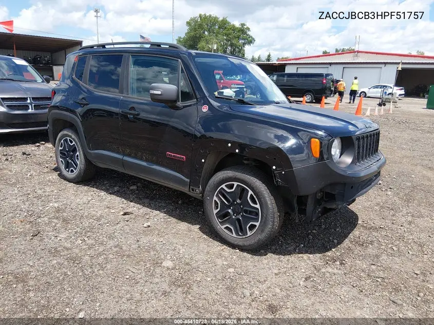 2017 Jeep Renegade Trailhawk 4X4 VIN: ZACCJBCB3HPF51757 Lot: 45410723