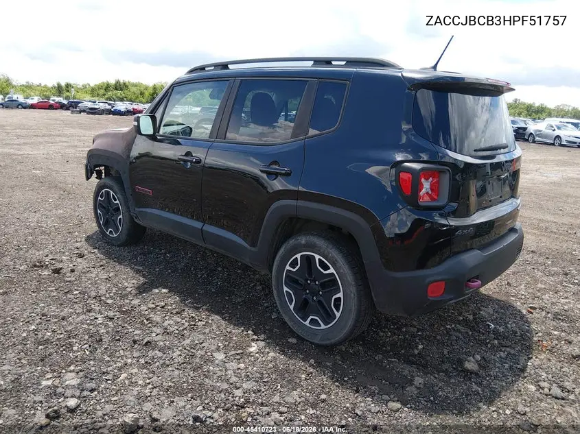 2017 Jeep Renegade Trailhawk 4X4 VIN: ZACCJBCB3HPF51757 Lot: 45410723