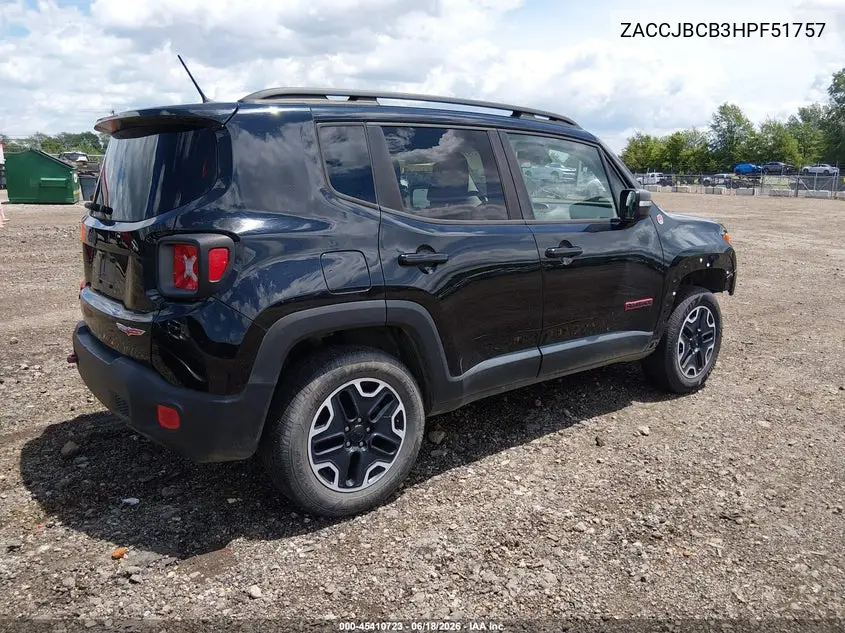 2017 Jeep Renegade Trailhawk 4X4 VIN: ZACCJBCB3HPF51757 Lot: 45410723