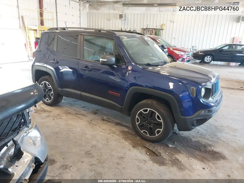 2017 Jeep Renegade Trailhawk VIN: ZACCJBCB8HPG44760 Lot: 45538590