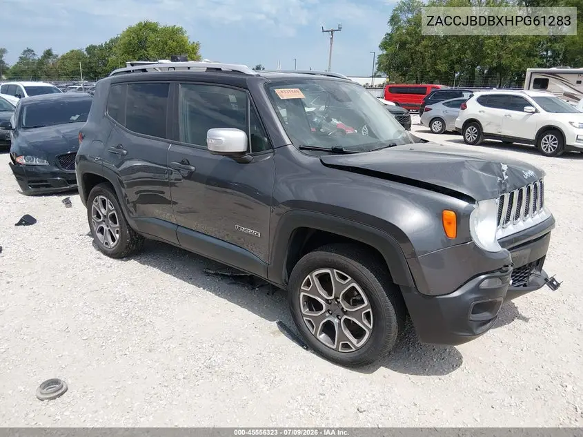 2017 Jeep Renegade Limited VIN: ZACCJBDBXHPG61283 Lot: 45556323