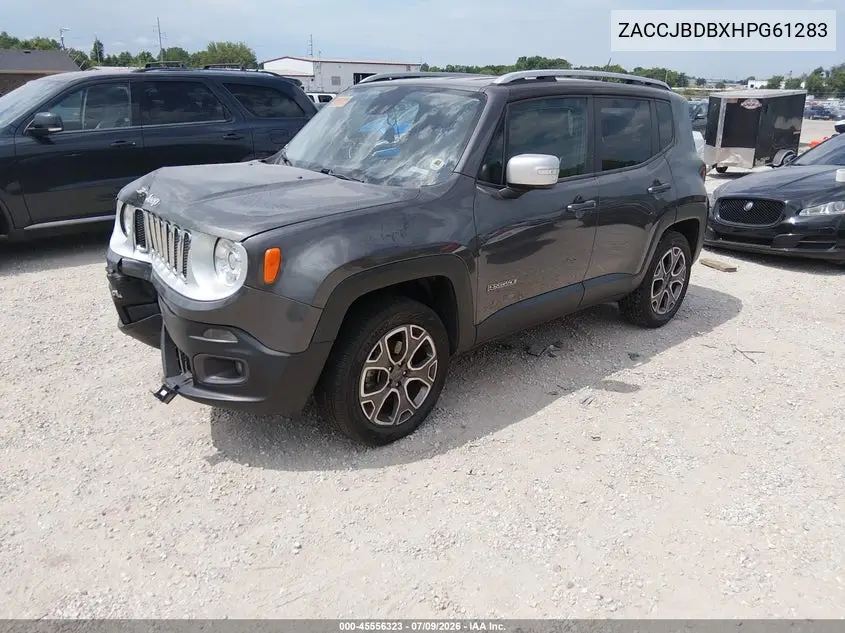 2017 Jeep Renegade Limited VIN: ZACCJBDBXHPG61283 Lot: 45556323