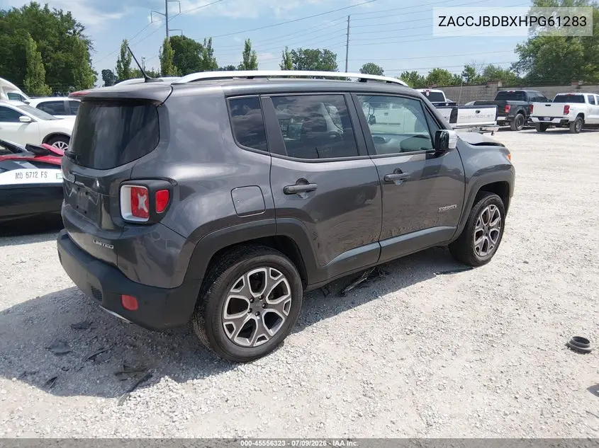 2017 Jeep Renegade Limited VIN: ZACCJBDBXHPG61283 Lot: 45556323