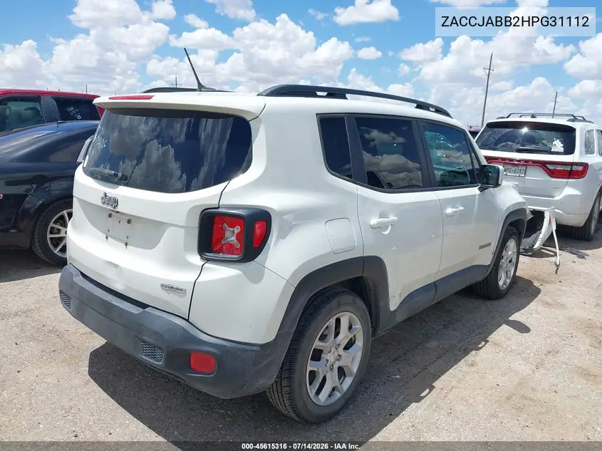 2017 Jeep Renegade Latitude VIN: ZACCJABB2HPG31112 Lot: 45615316