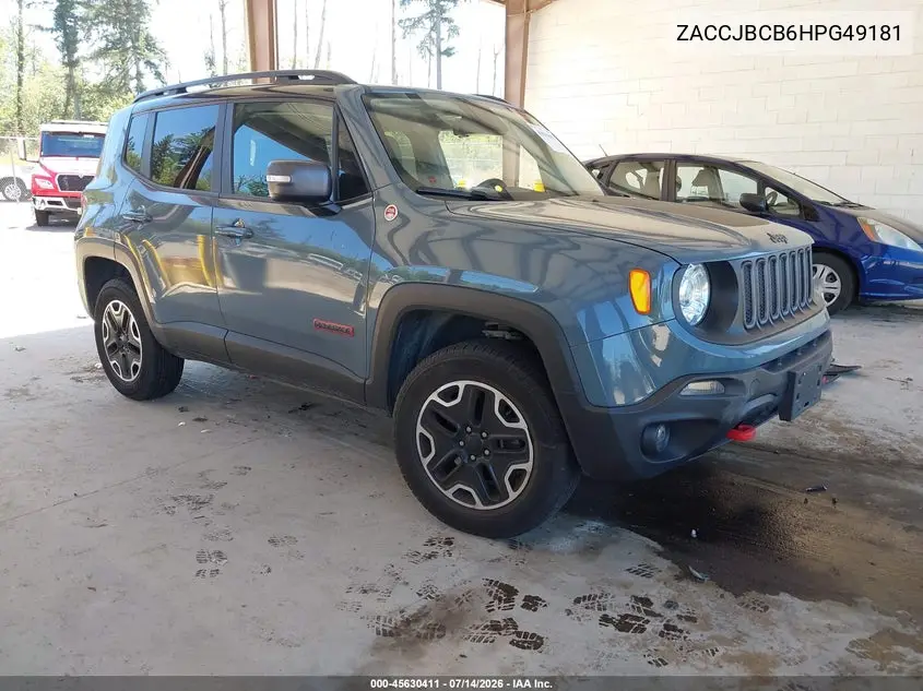 2017 Jeep Renegade Trailhawk VIN: ZACCJBCB6HPG49181 Lot: 45630411