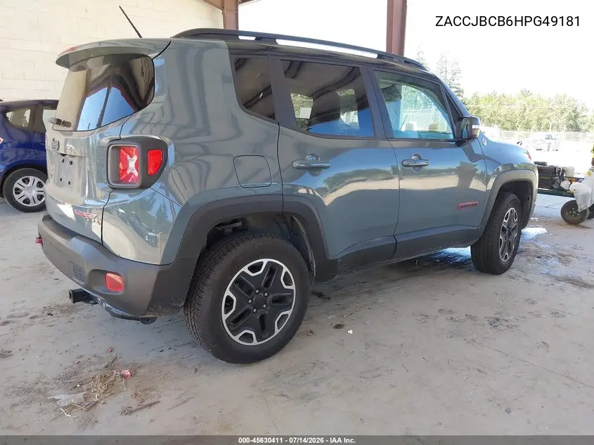 2017 Jeep Renegade Trailhawk VIN: ZACCJBCB6HPG49181 Lot: 45630411