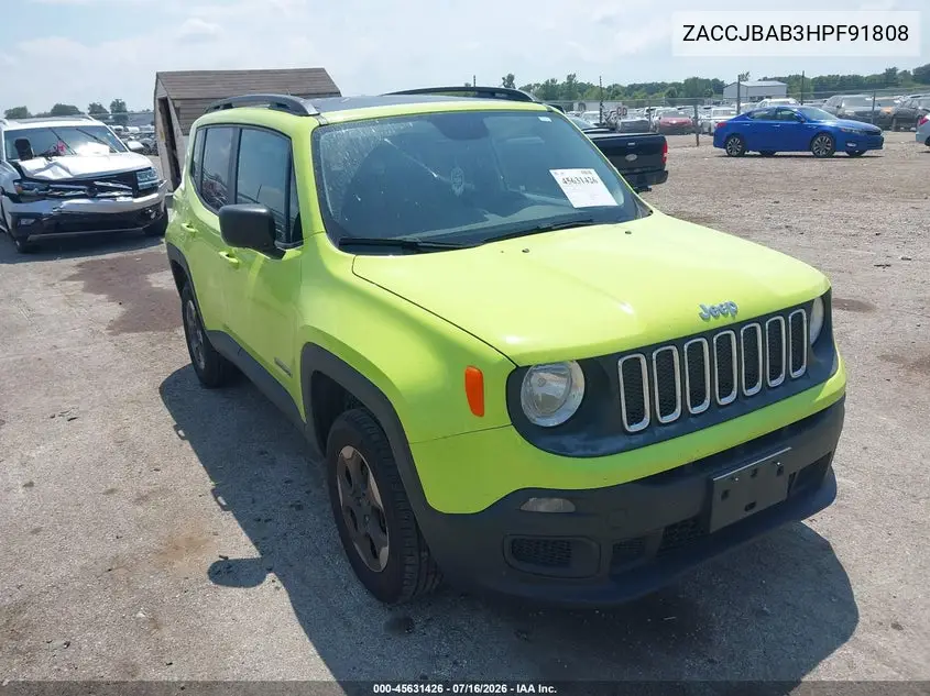 2017 Jeep Renegade Sport VIN: ZACCJBAB3HPF91808 Lot: 45631426