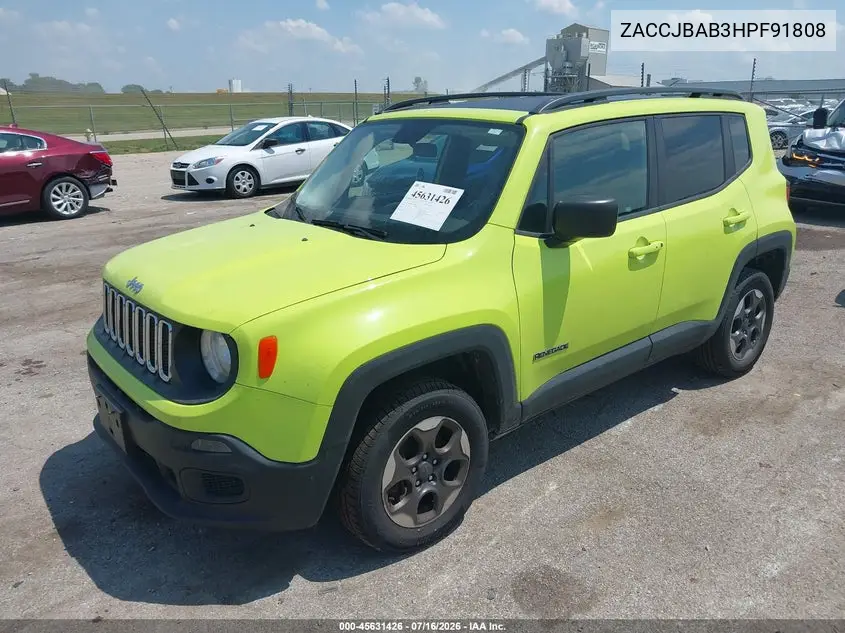 2017 Jeep Renegade Sport VIN: ZACCJBAB3HPF91808 Lot: 45631426