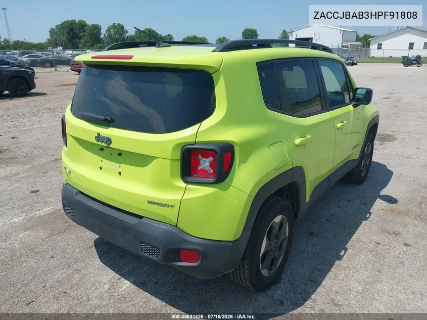 2017 Jeep Renegade Sport VIN: ZACCJBAB3HPF91808 Lot: 45631426