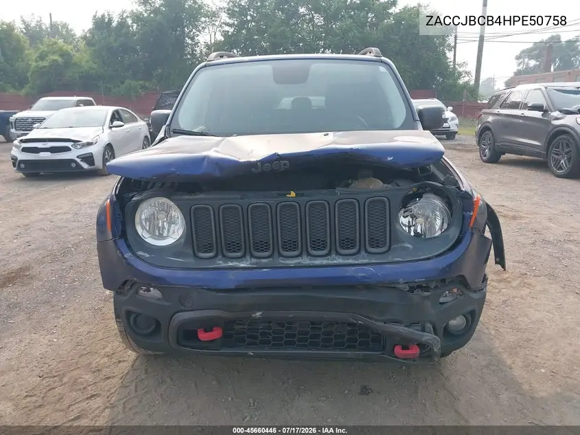 2017 Jeep Renegade Trailhawk VIN: ZACCJBCB4HPE50758 Lot: 45660446