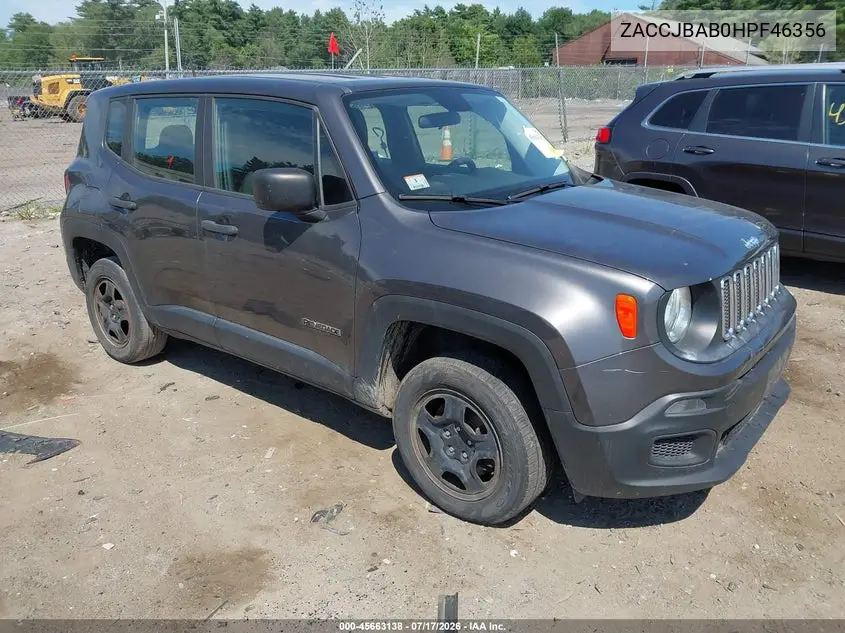2017 Jeep Renegade Sport VIN: ZACCJBAB0HPF46356 Lot: 45663138