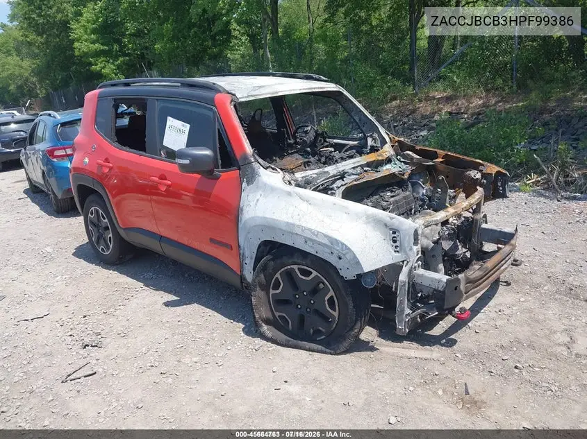 2017 Jeep Renegade Trailhawk 4X4 VIN: ZACCJBCB3HPF99386 Lot: 45664763