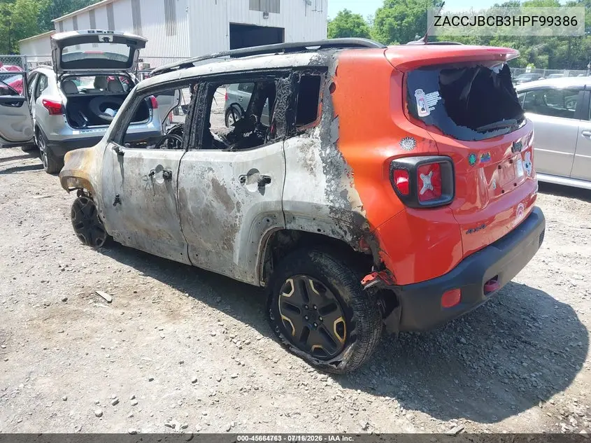 2017 Jeep Renegade Trailhawk 4X4 VIN: ZACCJBCB3HPF99386 Lot: 45664763