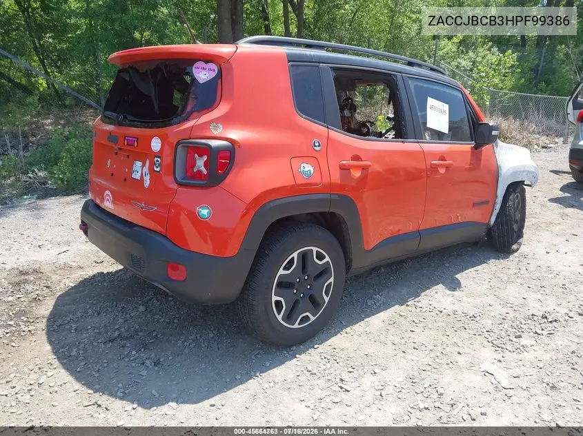 2017 Jeep Renegade Trailhawk 4X4 VIN: ZACCJBCB3HPF99386 Lot: 45664763