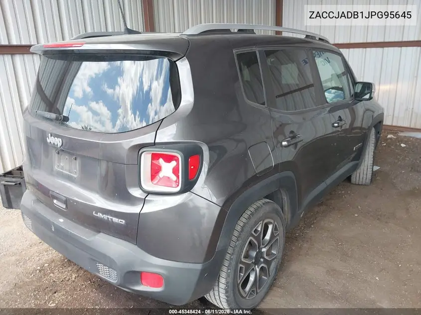2018 Jeep Renegade Limited Fwd VIN: ZACCJADB1JPG95645 Lot: 45348424