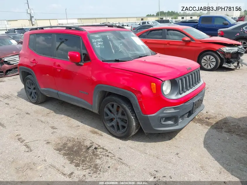 2018 Jeep Renegade Altitude Fwd VIN: ZACCJABB3JPH78156 Lot: 45449606