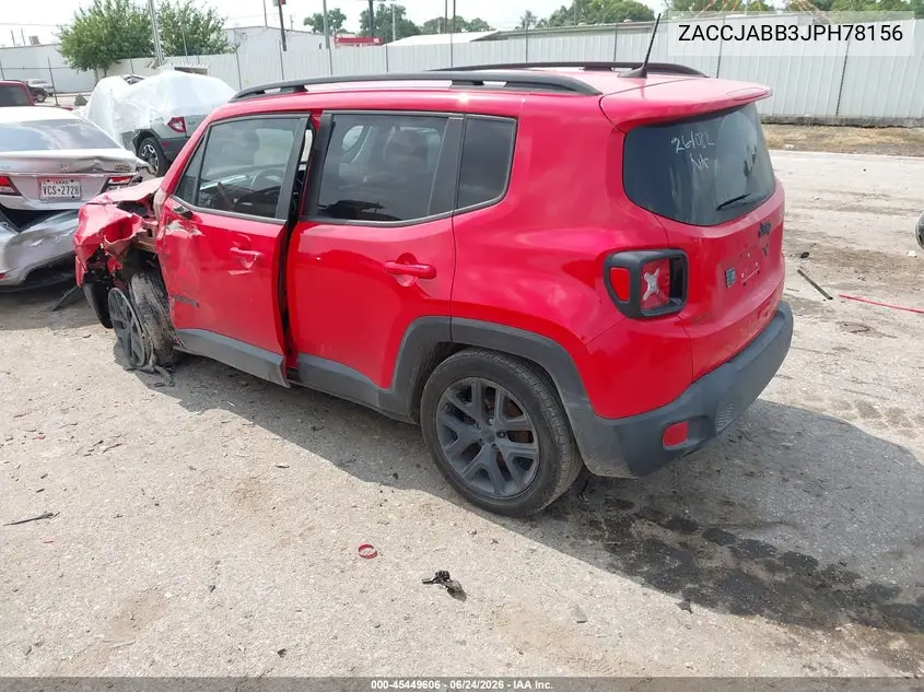 2018 Jeep Renegade Altitude Fwd VIN: ZACCJABB3JPH78156 Lot: 45449606