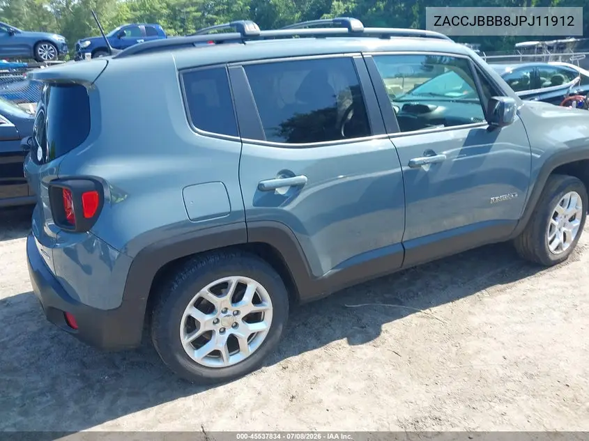 2018 Jeep Renegade Latitude 4X4 VIN: ZACCJBBB8JPJ11912 Lot: 45537834