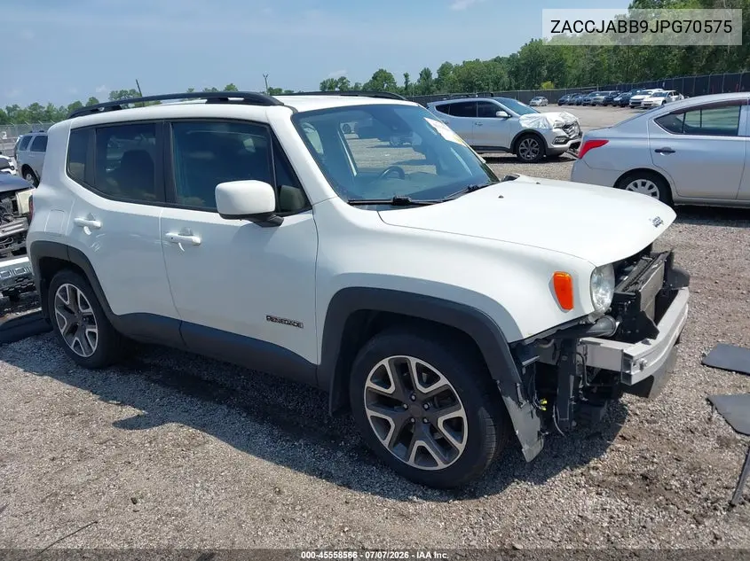 2018 Jeep Renegade Latitude Fwd VIN: ZACCJABB9JPG70575 Lot: 45558566