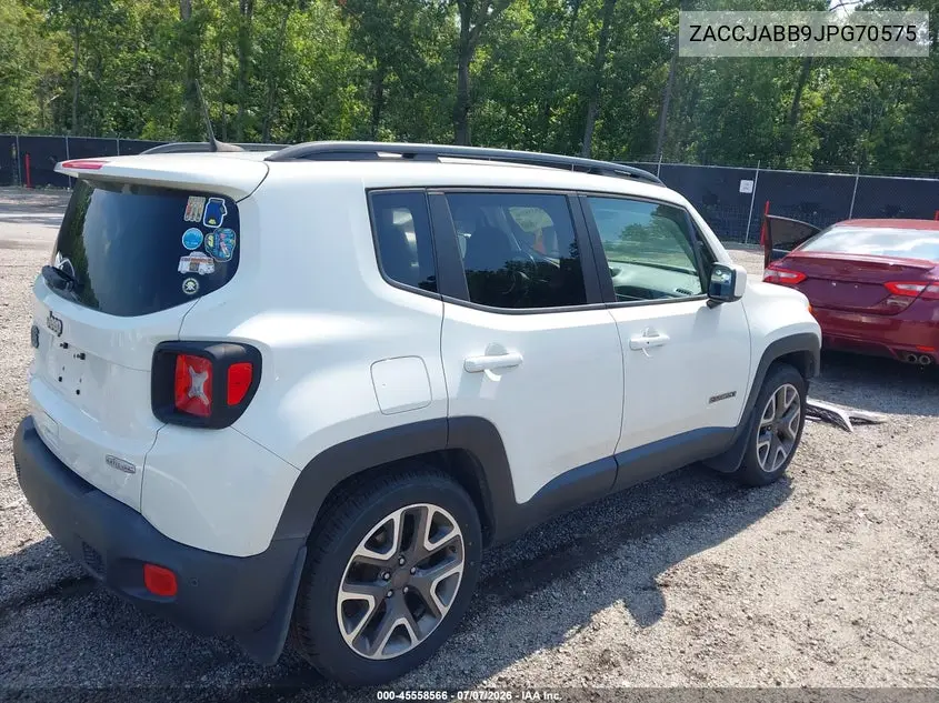 2018 Jeep Renegade Latitude Fwd VIN: ZACCJABB9JPG70575 Lot: 45558566