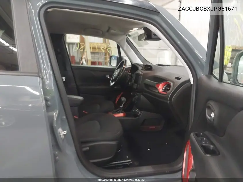 2018 Jeep Renegade Trailhawk 4X4 VIN: ZACCJBCBXJPG81671 Lot: 45599886