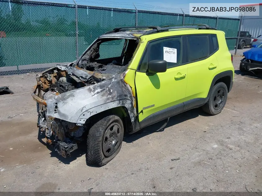 2018 Jeep Renegade Sport 4X4 VIN: ZACCJBAB3JPG98086 Lot: 45623713