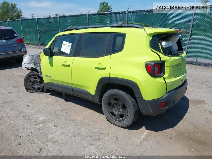 2018 Jeep Renegade Sport 4X4 VIN: ZACCJBAB3JPG98086 Lot: 45623713