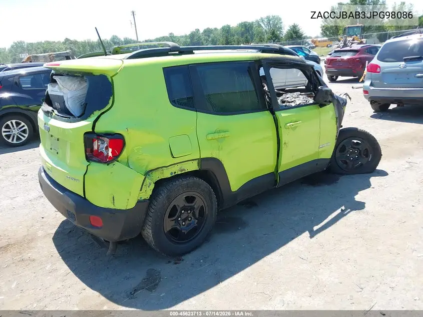 2018 Jeep Renegade Sport 4X4 VIN: ZACCJBAB3JPG98086 Lot: 45623713