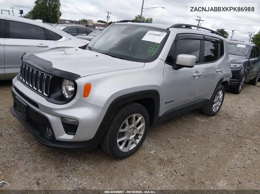 2019 Jeep Renegade Latitude Fwd VIN: ZACNJABBXKPK86988 Lot: 45366007