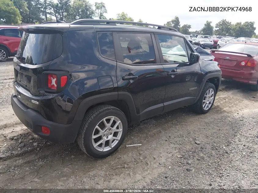 2019 Jeep Renegade Latitude 4X4 VIN: ZACNJBBB2KPK74968 Lot: 45538828