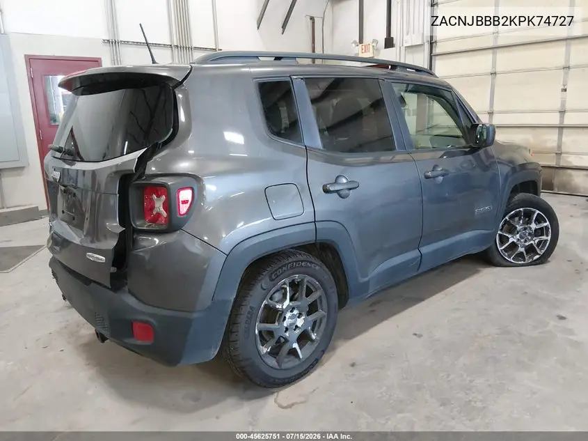 2019 Jeep Renegade Latitude 4X4 VIN: ZACNJBBB2KPK74727 Lot: 45625751
