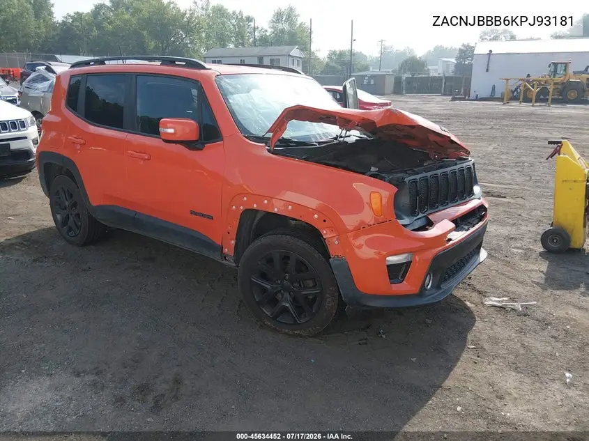 2019 Jeep Renegade Altitude 4X4 VIN: ZACNJBBB6KPJ93181 Lot: 45634452