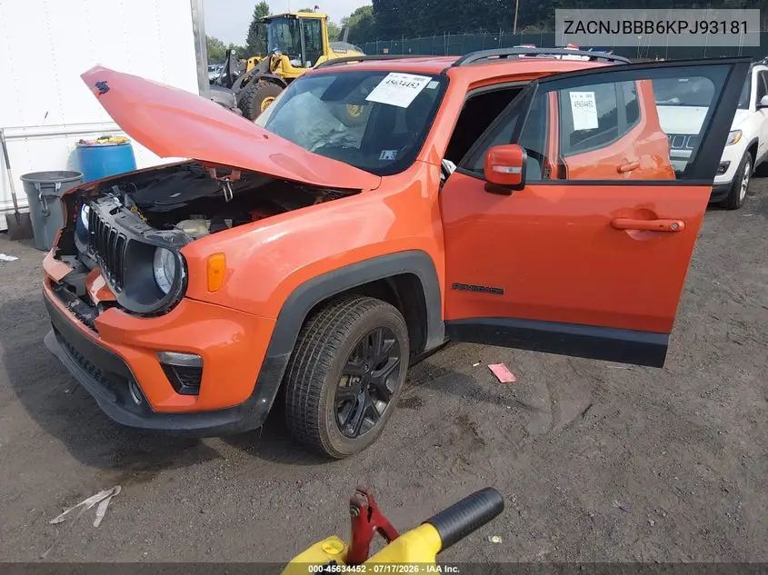 2019 Jeep Renegade Altitude 4X4 VIN: ZACNJBBB6KPJ93181 Lot: 45634452