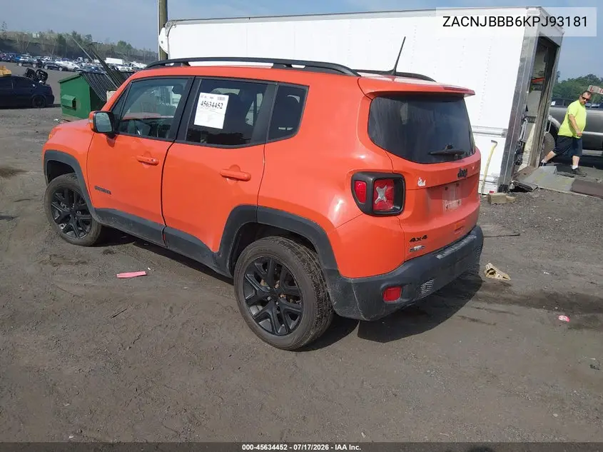 2019 Jeep Renegade Altitude 4X4 VIN: ZACNJBBB6KPJ93181 Lot: 45634452