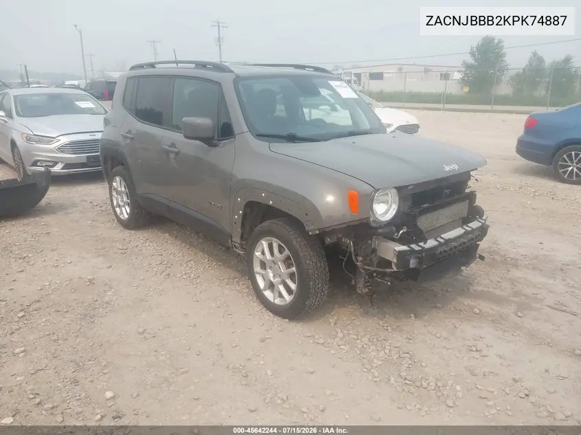 2019 Jeep Renegade Latitude 4X4 VIN: ZACNJBBB2KPK74887 Lot: 45642244