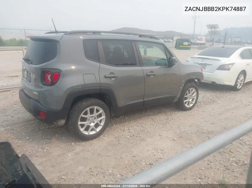 2019 Jeep Renegade Latitude 4X4 VIN: ZACNJBBB2KPK74887 Lot: 45642244