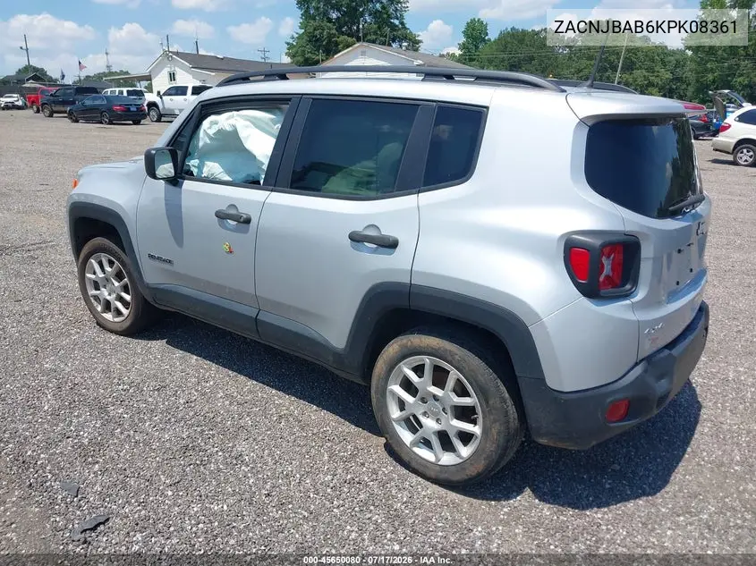 2019 Jeep Renegade Sport 4X4 VIN: ZACNJBAB6KPK08361 Lot: 45650080