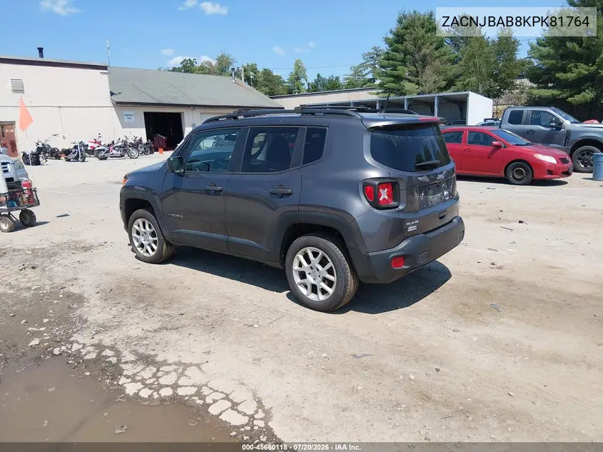 2019 Jeep Renegade Sport 4X4 VIN: ZACNJBAB8KPK81764 Lot: 45660118