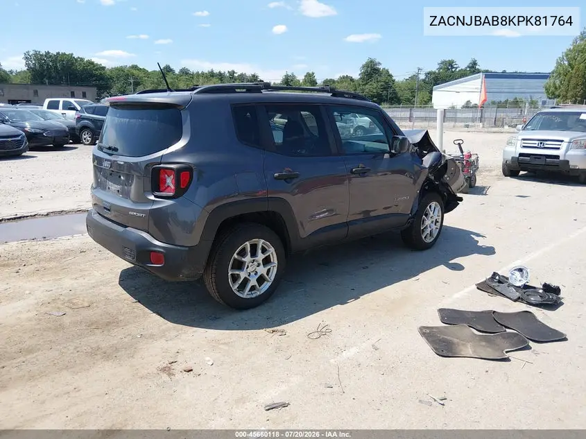 2019 Jeep Renegade Sport 4X4 VIN: ZACNJBAB8KPK81764 Lot: 45660118