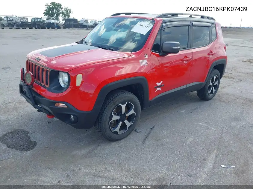 2019 Jeep Renegade Trailhawk 4X4 VIN: ZACNJBC16KPK07439 Lot: 45669547