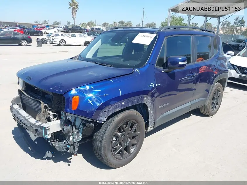 2020 Jeep Renegade Altitude Fwd VIN: ZACNJABB9LPL51153 Lot: 45355078