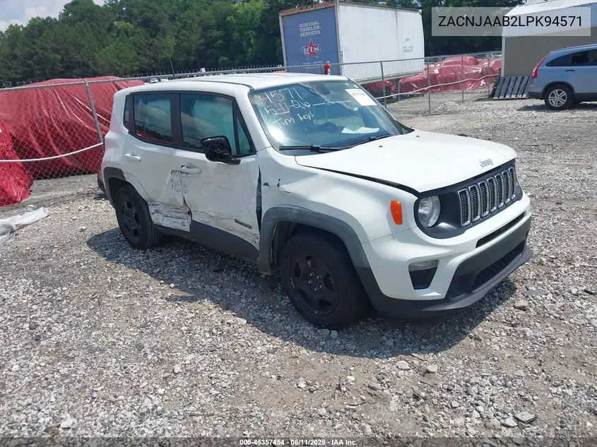 2020 Jeep Renegade Sport Fwd VIN: ZACNJAAB2LPK94571 Lot: 45357454
