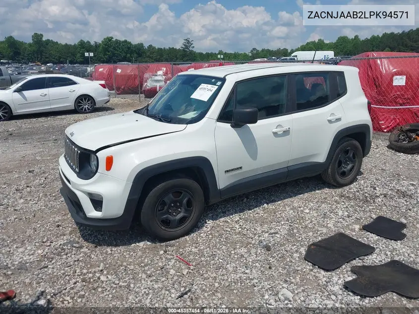 2020 Jeep Renegade Sport Fwd VIN: ZACNJAAB2LPK94571 Lot: 45357454