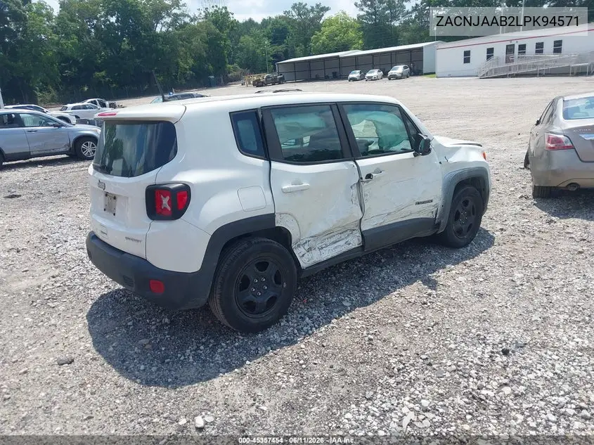 2020 Jeep Renegade Sport Fwd VIN: ZACNJAAB2LPK94571 Lot: 45357454