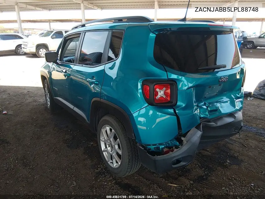 2020 Jeep Renegade Latitude Fwd VIN: ZACNJABB5LPL88748 Lot: 45631789