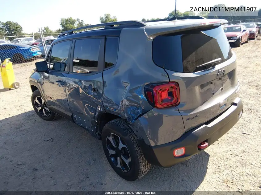 2021 Jeep Renegade Trailhawk 4X4 VIN: ZACNJDC11MPM41907 Lot: 45405506