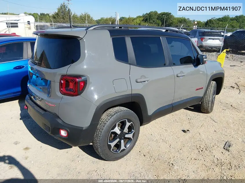 2021 Jeep Renegade Trailhawk 4X4 VIN: ZACNJDC11MPM41907 Lot: 45405506